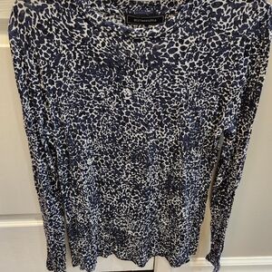 BCBGMAXAZRIA Blue and White Animal Print Top